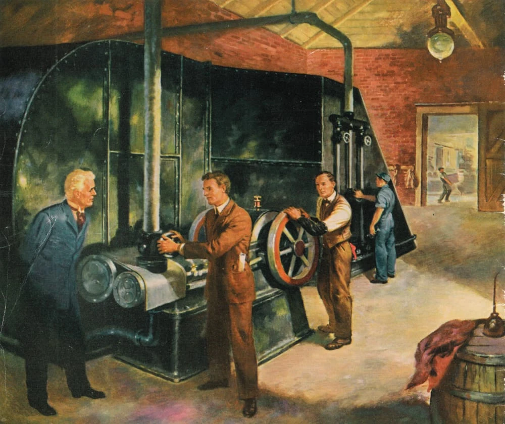 Carrier’s archive identifies this image with the 1902 Sackett & Wilhelms air-conditioning installation. It shows the industrial roots behind the modern brand.